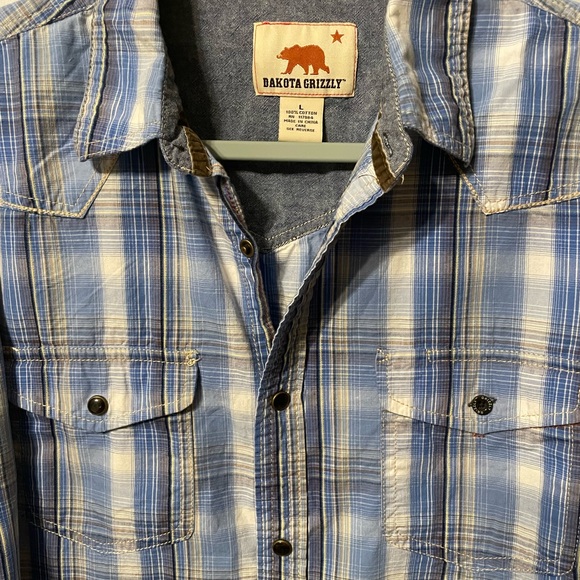 Dakota Grizzly Blue Plaid Casual Men's Shirt - Picture 2 of 7